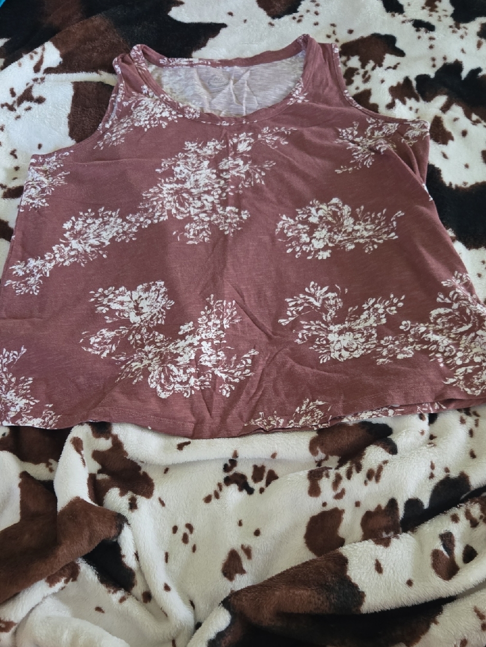 Floral Scoop Neck Tank Top - Mauve Pink